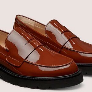 Stuart Weitzman Parker Lift Loafer, Briddle Brown Patent, Size 9/39.5, in box